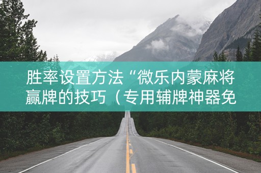 胜率设置方法“微乐内蒙麻将赢牌的技巧（专用辅牌神器免安装）