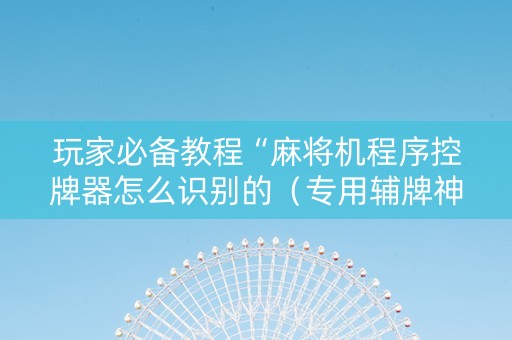 玩家必备教程“麻将机程序控牌器怎么识别的（专用辅牌神器免安装）