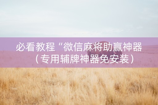 必看教程“微信麻将助赢神器（专用辅牌神器免安装）