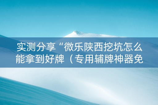 实测分享“微乐陕西挖坑怎么能拿到好牌（专用辅牌神器免安装）