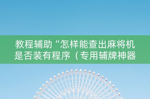 教程辅助“怎样能查出麻将机是否装有程序（专用辅牌神器免安装）