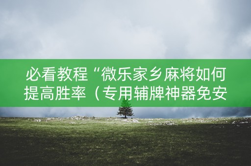 必看教程“微乐家乡麻将如何提高胜率（专用辅牌神器免安装）