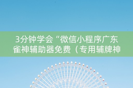 3分钟学会“微信小程序广东雀神辅助器免费（专用辅牌神器免安装）