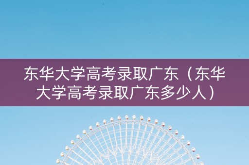 东华大学高考录取广东（东华大学高考录取广东多少人）