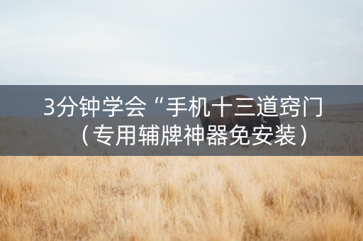3分钟学会“手机十三道窍门（专用辅牌神器免安装）