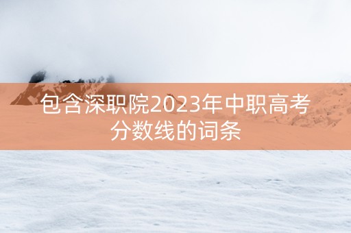 包含深职院2023年中职高考分数线的词条
