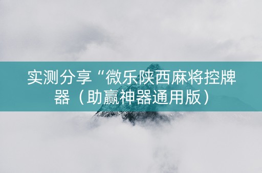 实测分享“微乐陕西麻将控牌器（助赢神器通用版）