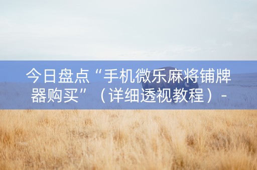 今日盘点“手机微乐麻将铺牌器购买”（详细透视教程）-哔哩哔哩