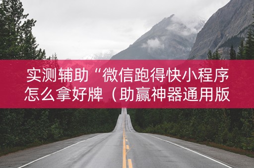 实测辅助“微信跑得快小程序怎么拿好牌（助赢神器通用版）