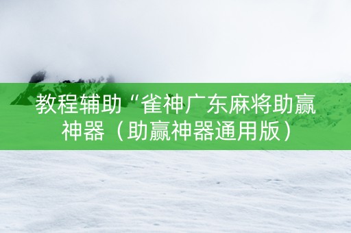 教程辅助“雀神广东麻将助赢神器（助赢神器通用版）