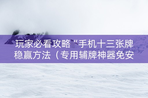 玩家必看攻略“手机十三张牌稳赢方法（专用辅牌神器免安装）