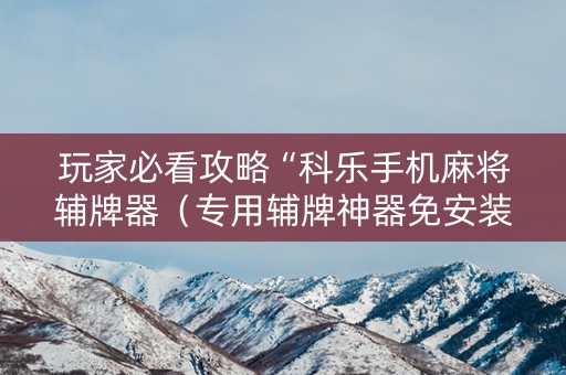 玩家必看攻略“科乐手机麻将辅牌器（专用辅牌神器免安装）