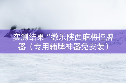 实测结果“微乐陕西麻将控牌器（专用辅牌神器免安装）