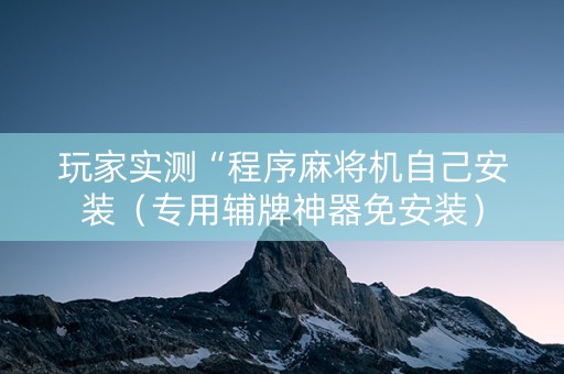 玩家实测“程序麻将机自己安装（专用辅牌神器免安装）