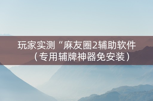 玩家实测“麻友圈2辅助软件（专用辅牌神器免安装）