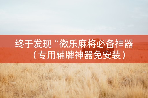 终于发现“微乐麻将必备神器（专用辅牌神器免安装）