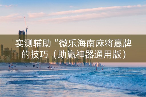 实测辅助“微乐海南麻将赢牌的技巧（助赢神器通用版）