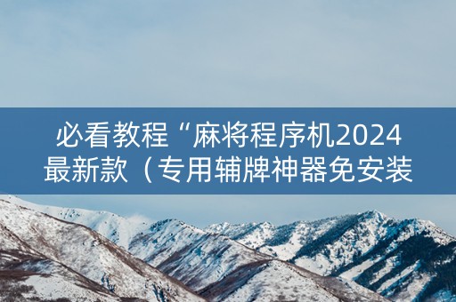 必看教程“麻将程序机2024最新款（专用辅牌神器免安装）