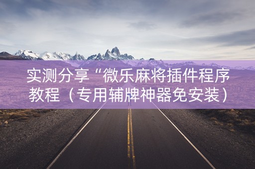 实测分享“微乐麻将插件程序教程（专用辅牌神器免安装）