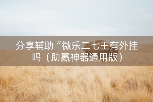 分享辅助“微乐二七王有外挂吗（助赢神器通用版）