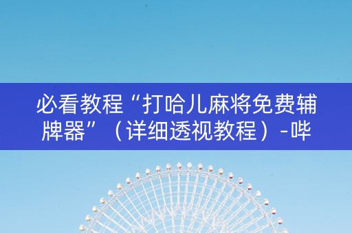 必看教程“打哈儿麻将免费辅牌器”（详细透视教程）-哔哩哔哩