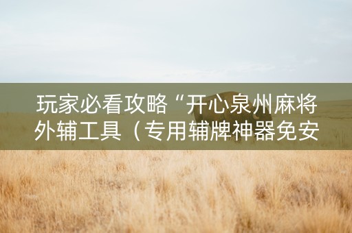 玩家必看攻略“开心泉州麻将外辅工具（专用辅牌神器免安装）