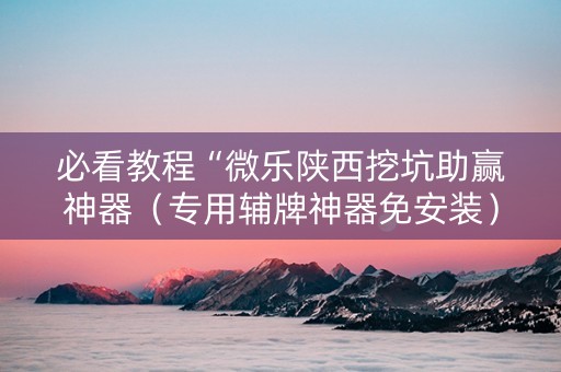 必看教程“微乐陕西挖坑助赢神器（专用辅牌神器免安装）