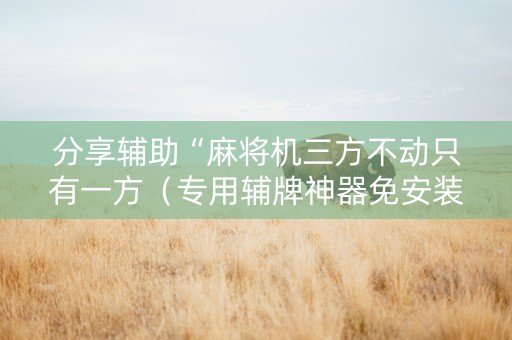 分享辅助“麻将机三方不动只有一方（专用辅牌神器免安装）