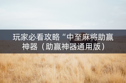 玩家必看攻略“中至麻将助赢神器（助赢神器通用版）