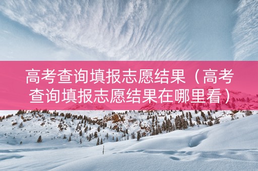 高考查询填报志愿结果（高考查询填报志愿结果在哪里看）