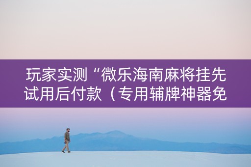 玩家实测“微乐海南麻将挂先试用后付款（专用辅牌神器免安装）