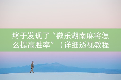 终于发现了“微乐湖南麻将怎么提高胜率”（详细透视教程）-哔哩哔哩