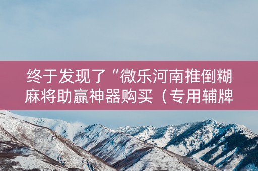 终于发现了“微乐河南推倒糊麻将助赢神器购买（专用辅牌神器免安装）