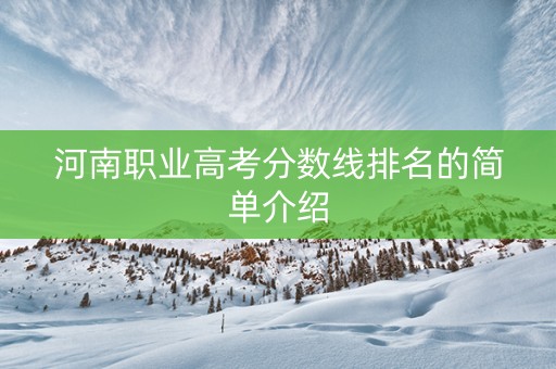 河南职业高考分数线排名的简单介绍