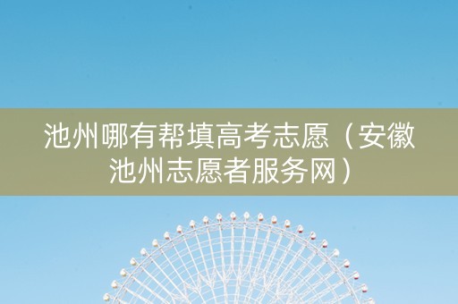 池州哪有帮填高考志愿（安徽池州志愿者服务网）