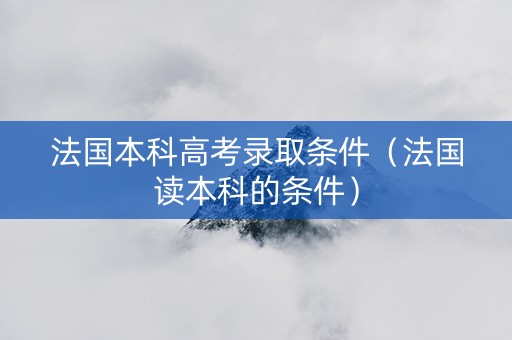 法国本科高考录取条件（法国读本科的条件）