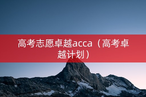 高考志愿卓越acca（高考卓越计划）