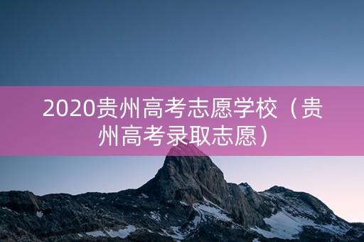 2020贵州高考志愿学校（贵州高考录取志愿）