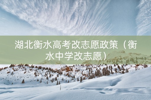 湖北衡水高考改志愿政策（衡水中学改志愿）