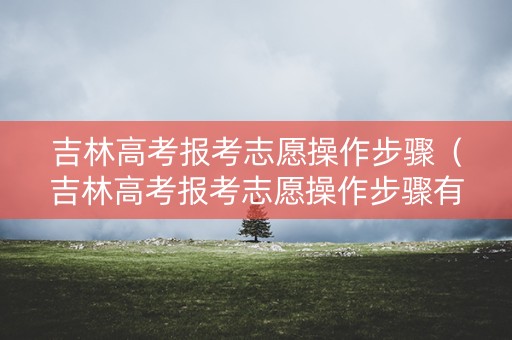 吉林高考报考志愿操作步骤（吉林高考报考志愿操作步骤有哪些）