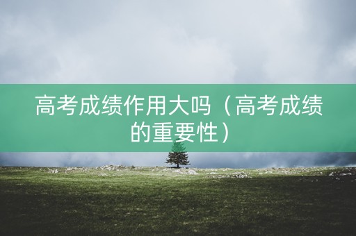 高考成绩作用大吗（高考成绩的重要性）