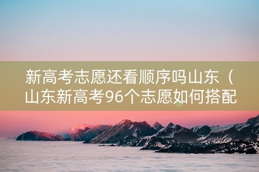 新高考志愿还看顺序吗山东（山东新高考96个志愿如何搭配）