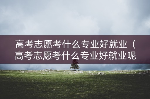 高考志愿考什么专业好就业（高考志愿考什么专业好就业呢）
