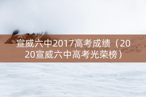 宣威六中2017高考成绩（2020宣威六中高考光荣榜）