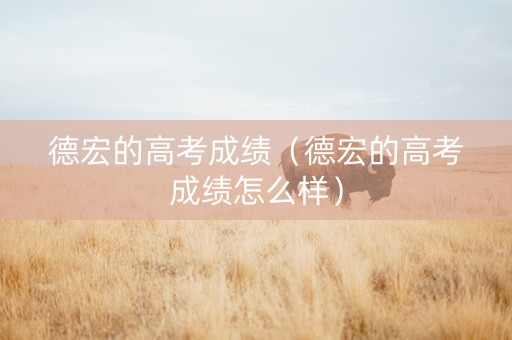 德宏的高考成绩（德宏的高考成绩怎么样）