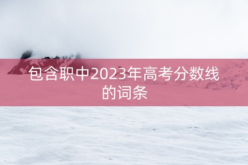 包含职中2023年高考分数线的词条