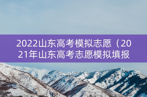 2022山东高考模拟志愿（2021年山东高考志愿模拟填报系统）