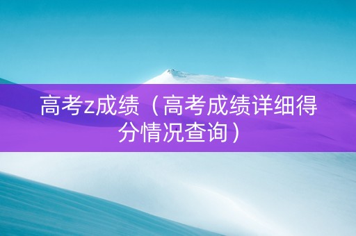 高考z成绩（高考成绩详细得分情况查询）