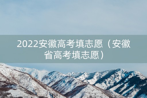 2022安徽高考填志愿（安徽省高考填志愿）