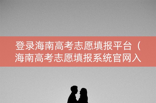 登录海南高考志愿填报平台（海南高考志愿填报系统官网入口）